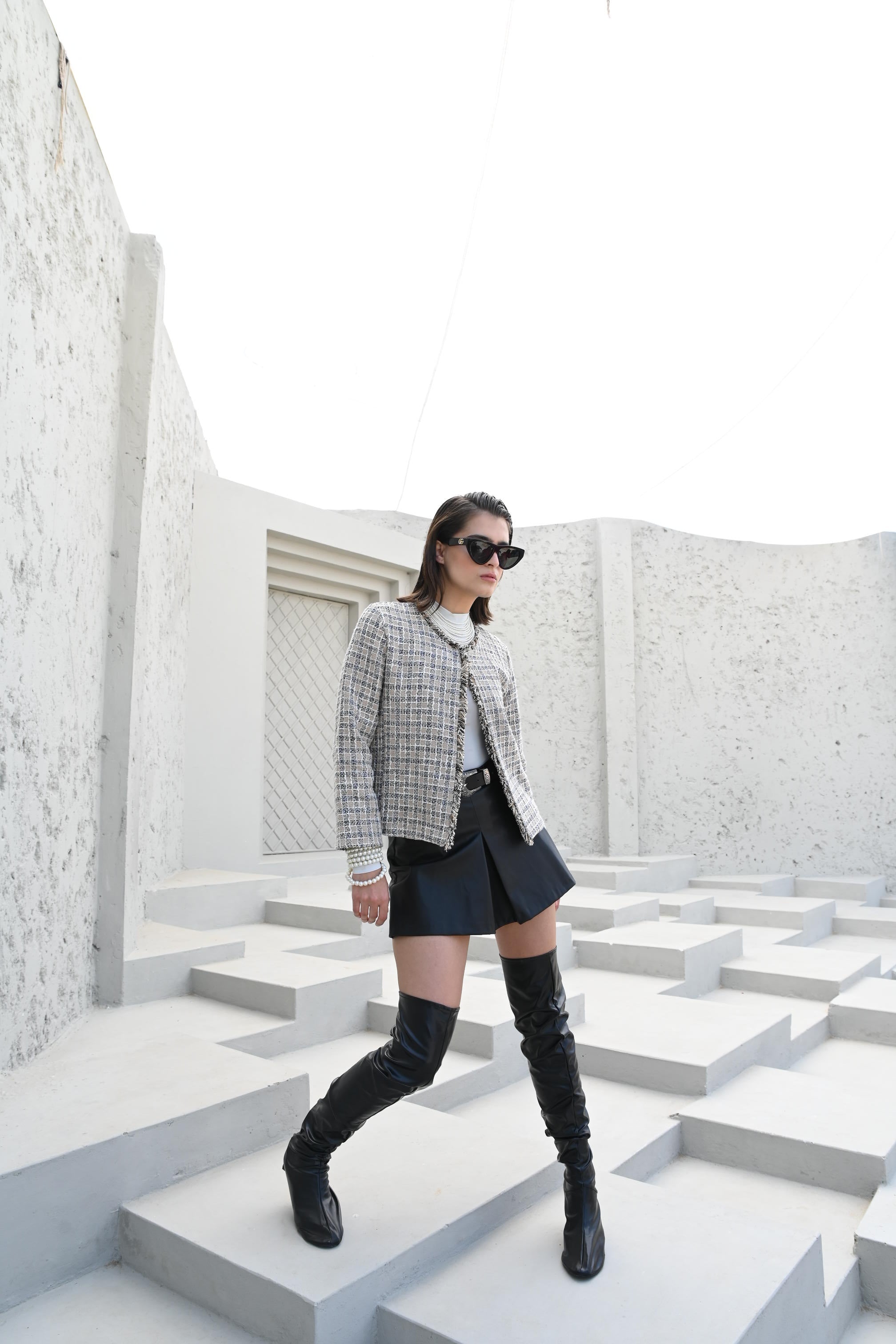 Vivienne Frayed Edge Tweed Jacket Cream