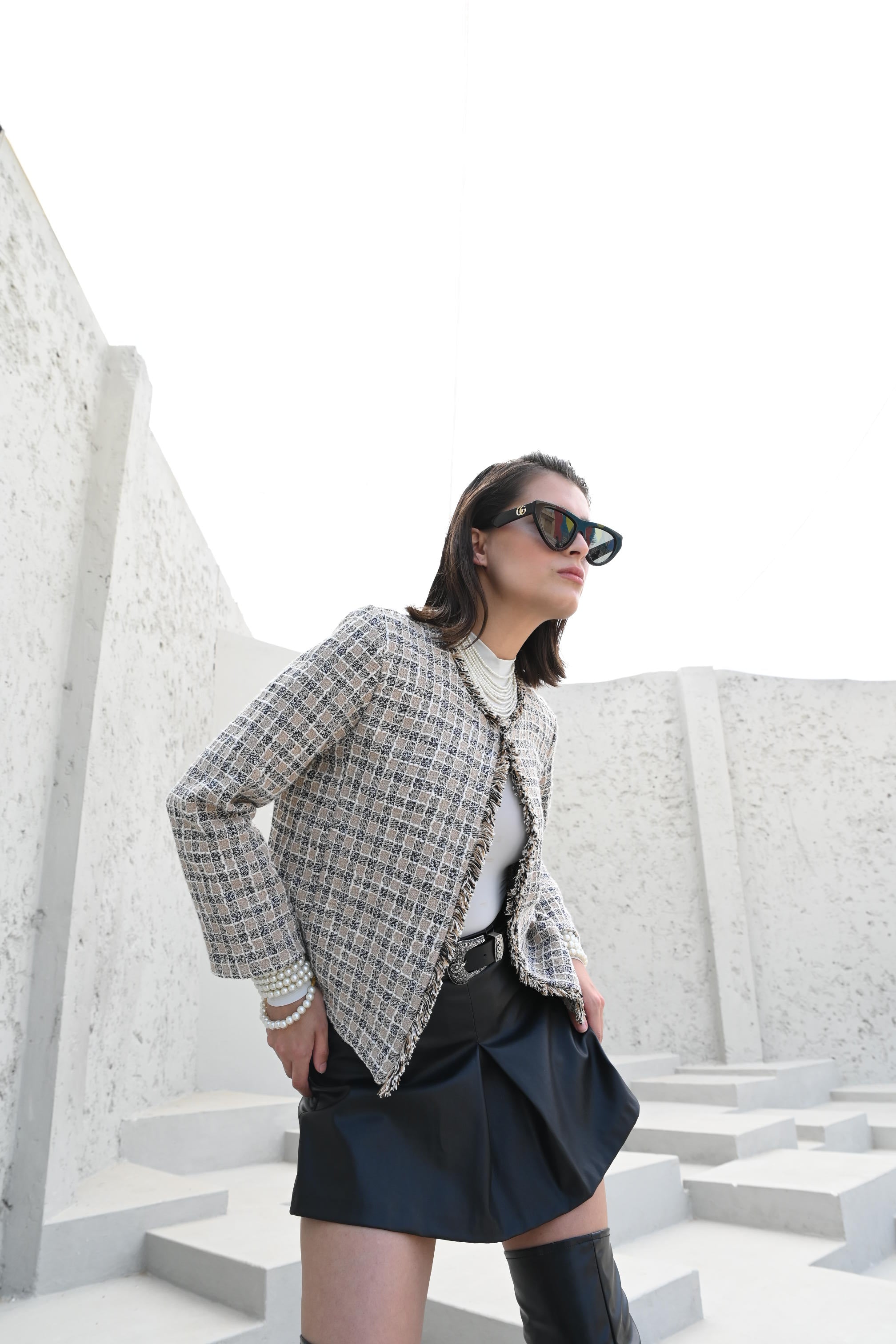 Vivienne Frayed Edge Tweed Jacket Cream