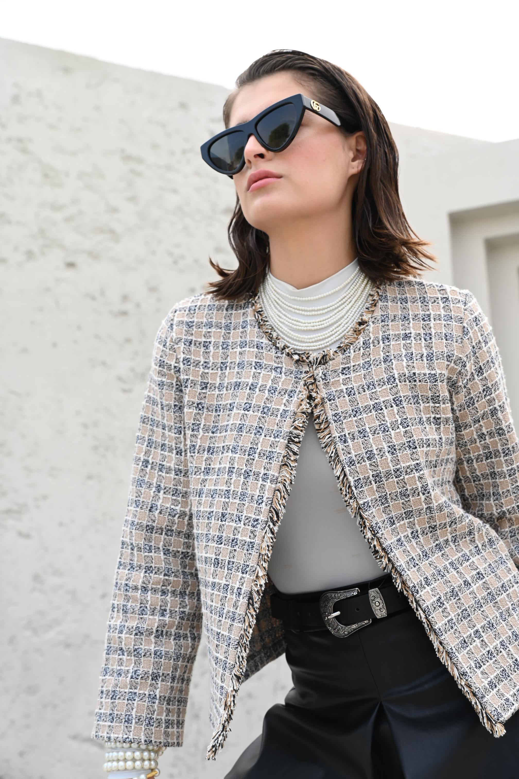 Vivienne Frayed Edge Tweed Jacket Cream