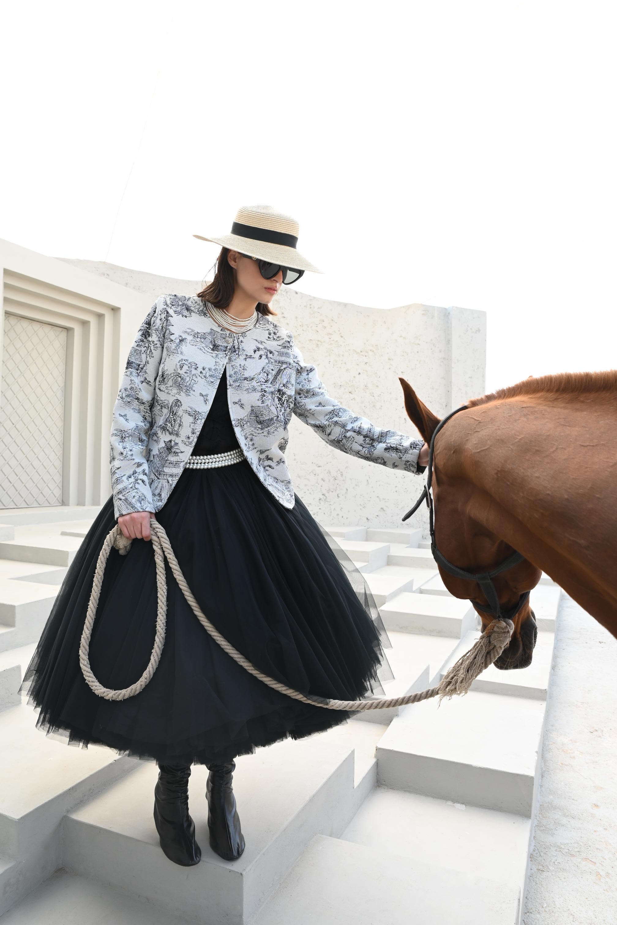 Fitted Asian Village Jacquard Jacket