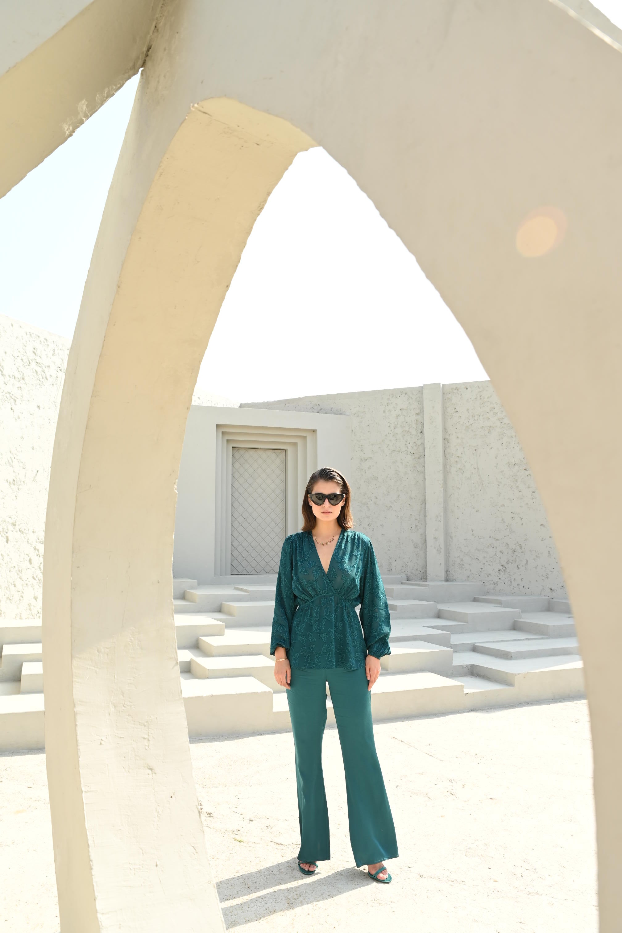 Amelie Co-Ord Set Top Emerald