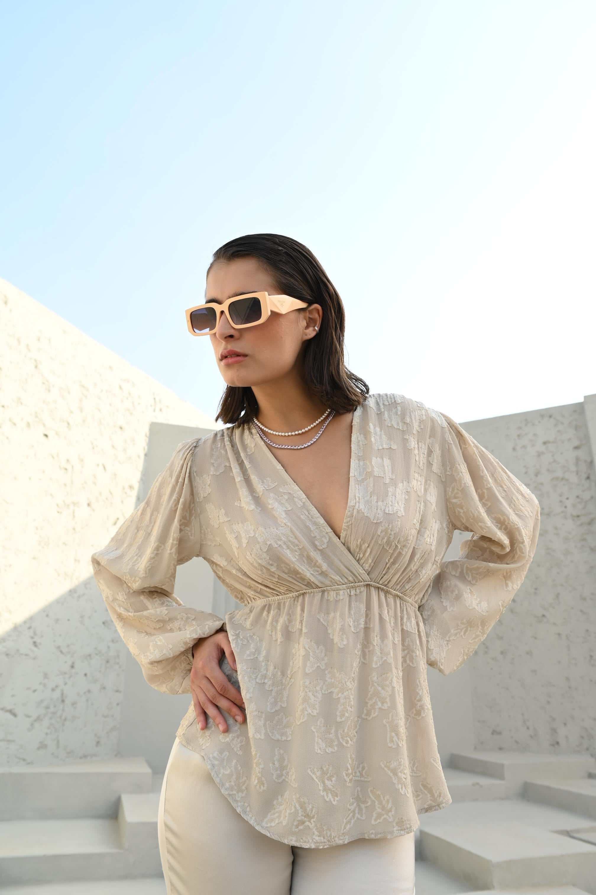 Amelie Co-Ord Set Top Pearl