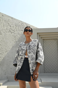 Oversized Asian Village Jacquard Jacket