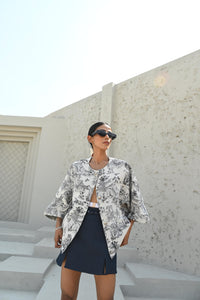 Oversized Asian Village Jacquard Jacket